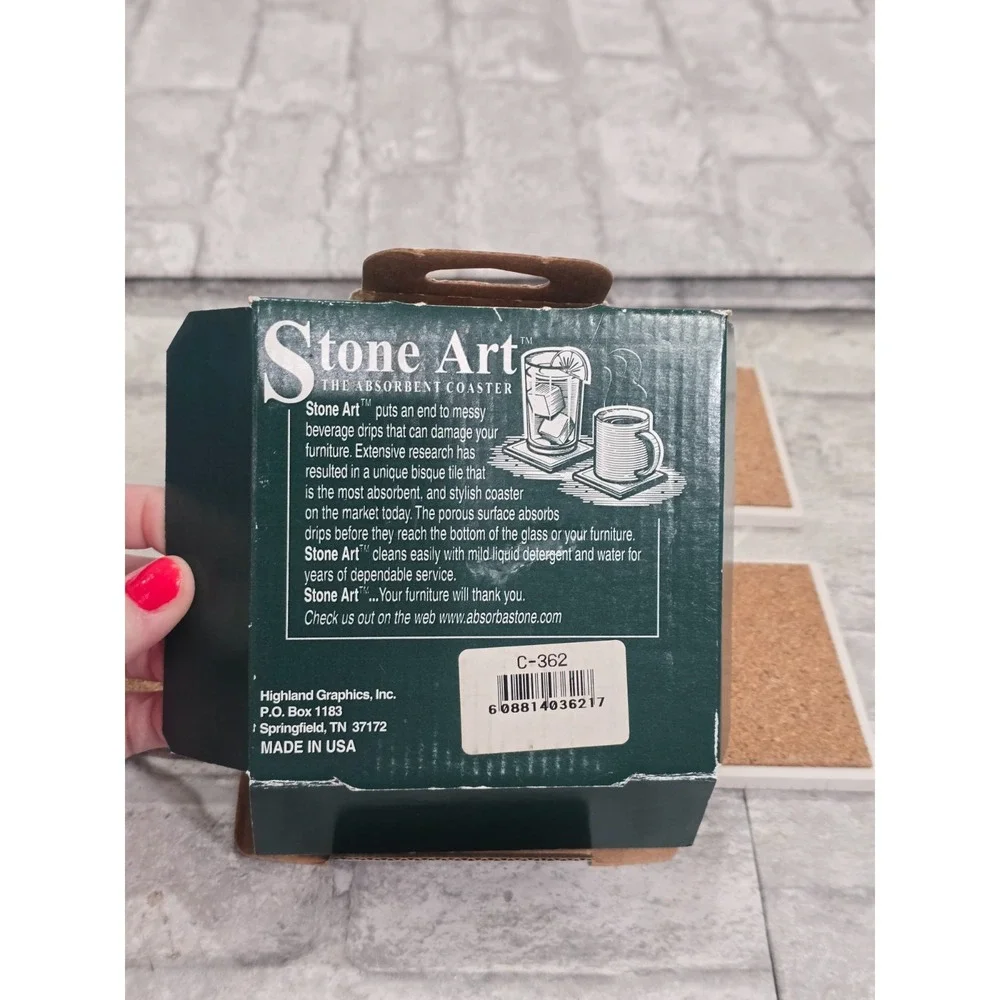 Absorbent Stone Coasters Beach Vacation Set of 4 Cork Backs Absorbent 4